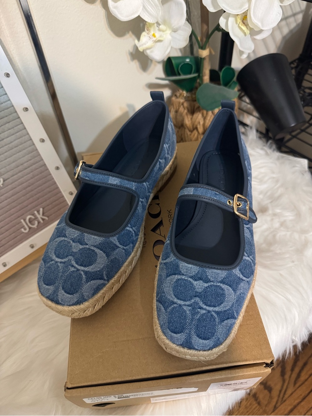Coach Outlet Mary Jane Espadrille Sandal In Signature Denim